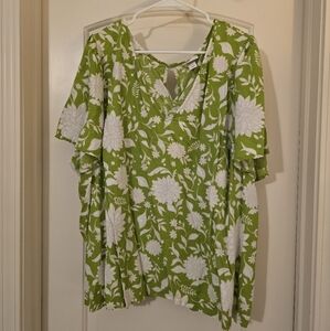 Women's Plus Size Top Short Sleeve Linen Floral